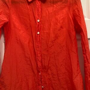 BLOUSE..J CREW ..SIZE S..70% COTTON, 30% SILK, RED, EUC, P2P..22”
